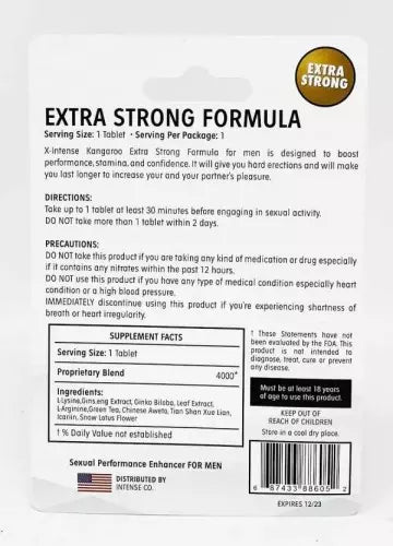 Kangaroo White X Intense: Potenciador de Deseo y Rendimiento de Origen Natural