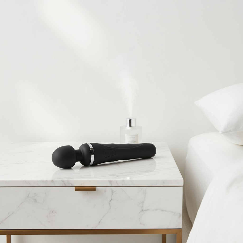 Lovense Domi 2 lifestyle elegante, vibrador varitas uso íntimo, placer femenino, tienda erótica TuErótica Bogotá