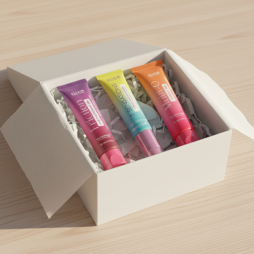 Combo lubricantes Elixir en caja regalo elegante tienda erótica TuErótica