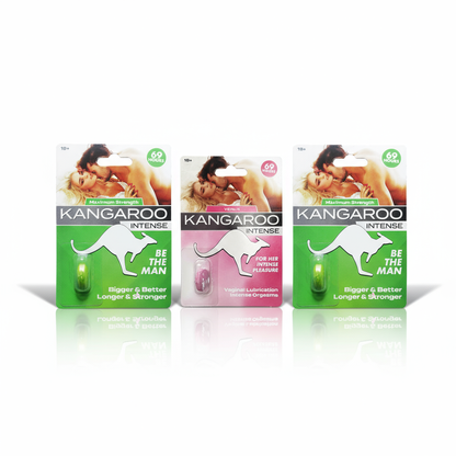 Kit Kangaroo Power potenciadores pareja lubricante electrizante, sex shop TuErótica Bogotá Colombia