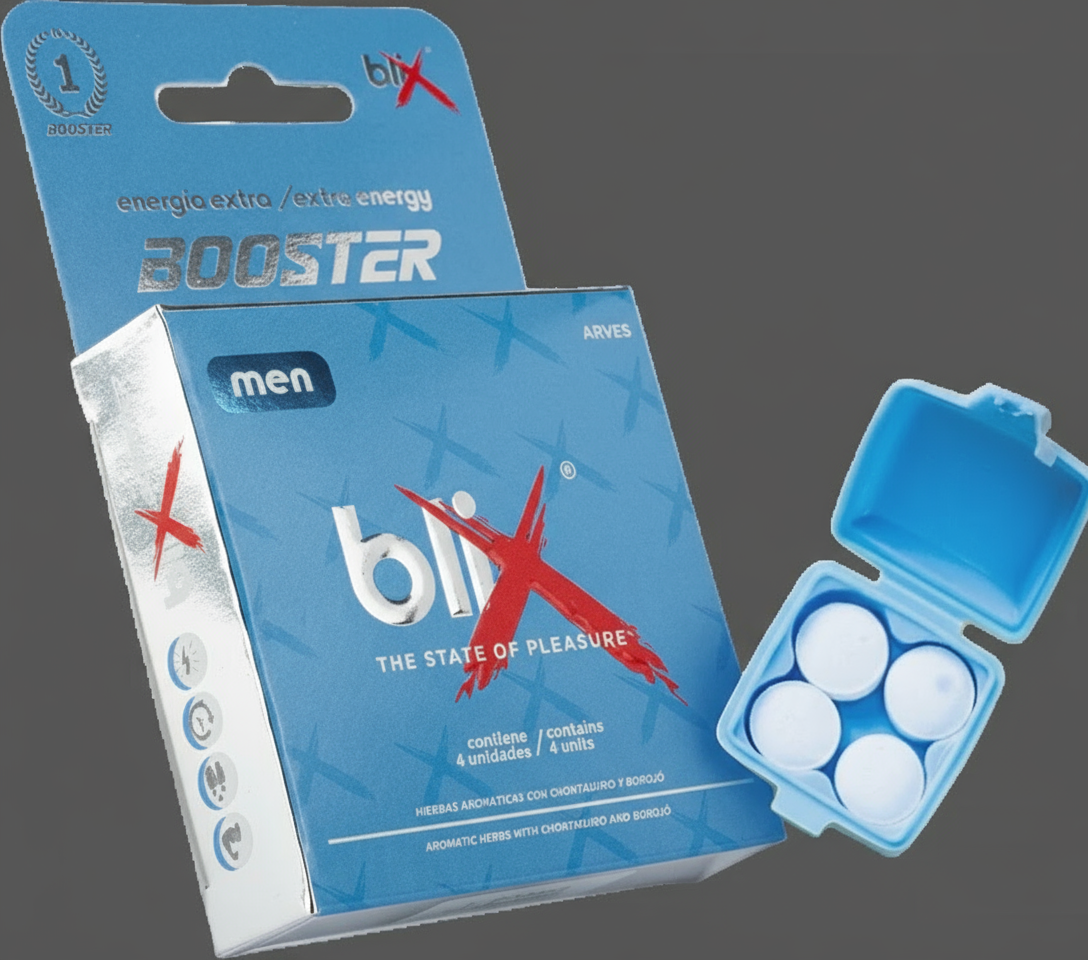 Blix Booster masculino energía rendimiento gris, boutique sensual TuErótica Bogotá