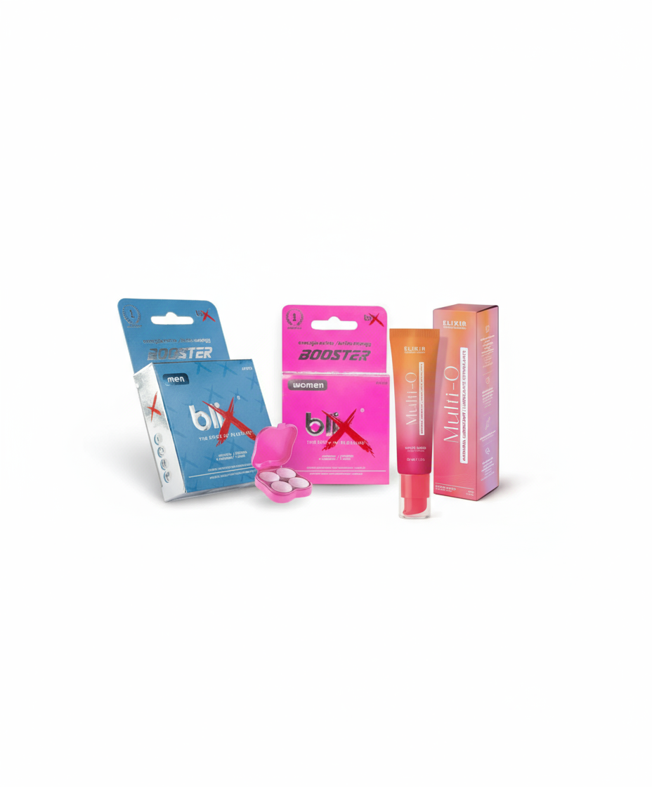 Kit Pasión Completa potenciadores Blix Booster lubricante Elixir, sex shop TuErótica Bogotá Colombia