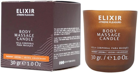 Vela Corporal para Masajes Elixir 30gr – Óleo Tibio con Aroma Amaderado